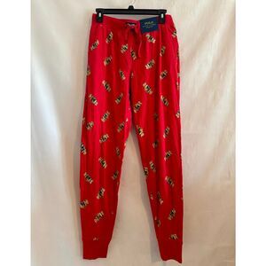 POLO RALPH LAUREN All Over Bear Logo Sleep Jogger Cotton Pants Red Men Small NWT